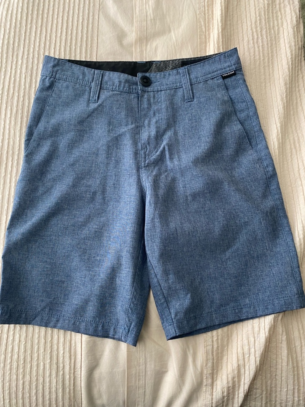 Volcom Men’s Chambray Blue Flat-Front Shorts